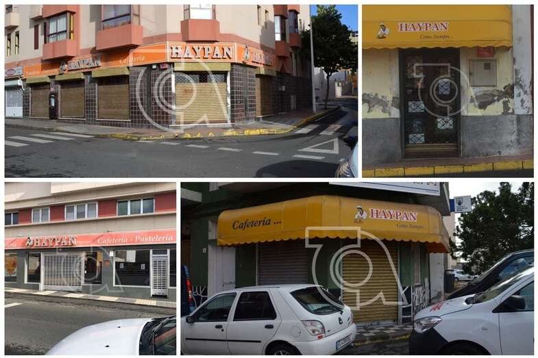 Negocio de Haypan en Salinetas, Ingenio, La Garita y El Calero Alto, hoy martes, con sus puertas cerradas a cal y canto (Foto TA)